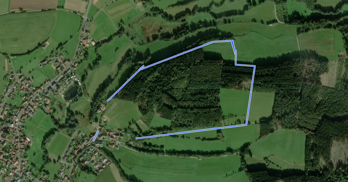 Маршрут Rhön-Rundweg Motten 5 на спутниковом снимке