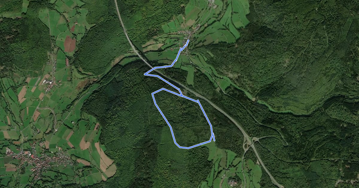 Маршрут Rhön-Rundweg Motten 8 на спутниковом снимке