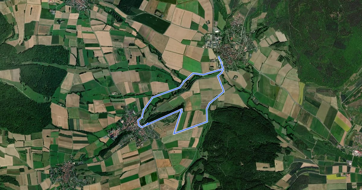 Маршрут Rhön-Rundweg Nordheim 3 на спутниковом снимке