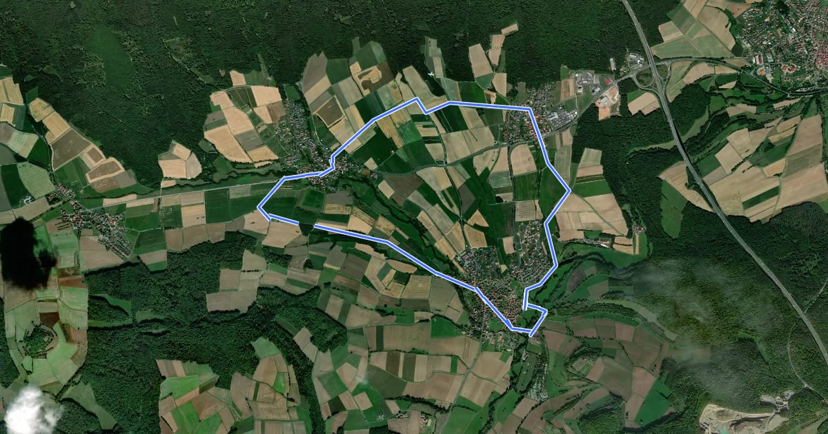 Маршрут Rhön-Rundweg Oberthulba 6 на спутниковом снимке