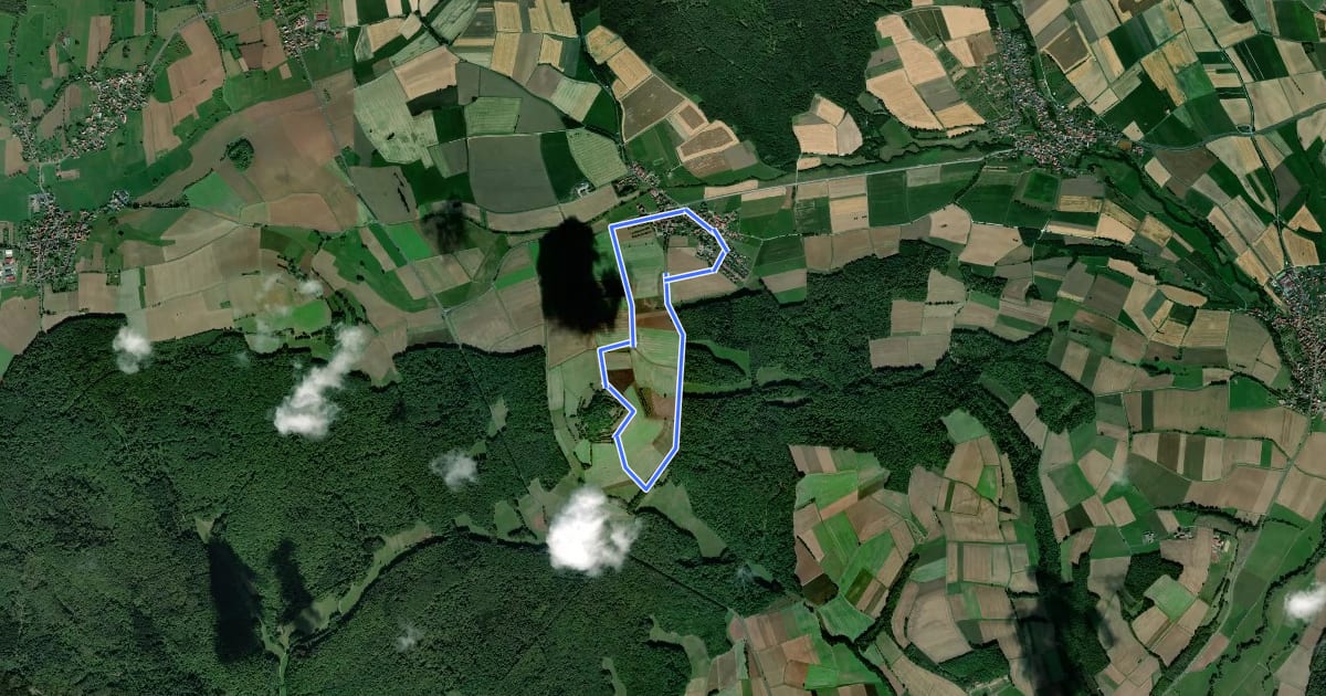 Маршрут Rhön-Rundweg Oberthulba 8 на спутниковом снимке