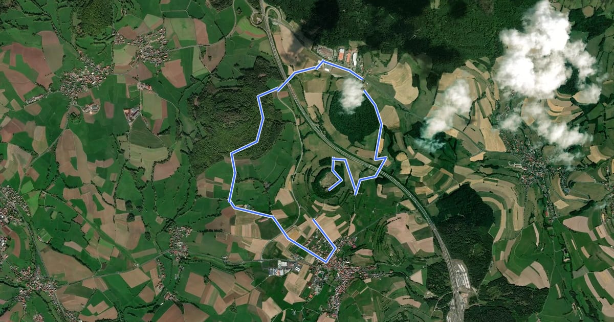 Маршрут Rhön-Rundweg Schondra 1 на спутниковом снимке
