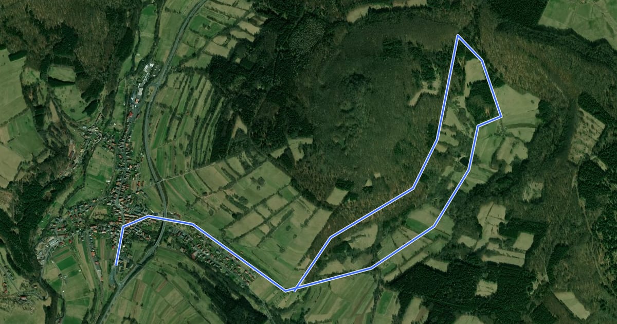Маршрут Rhön-Rundweg Schwarze Berge 1 на спутниковом снимке