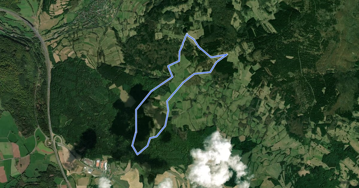 Маршрут Rhön-Rundweg Schwarze Berge 7 на спутниковом снимке
