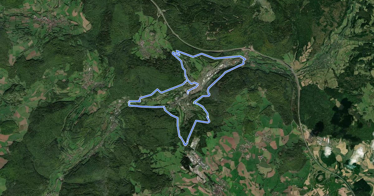 Маршрут Rhön-Rundweg Sinntal 11 на спутниковом снимке