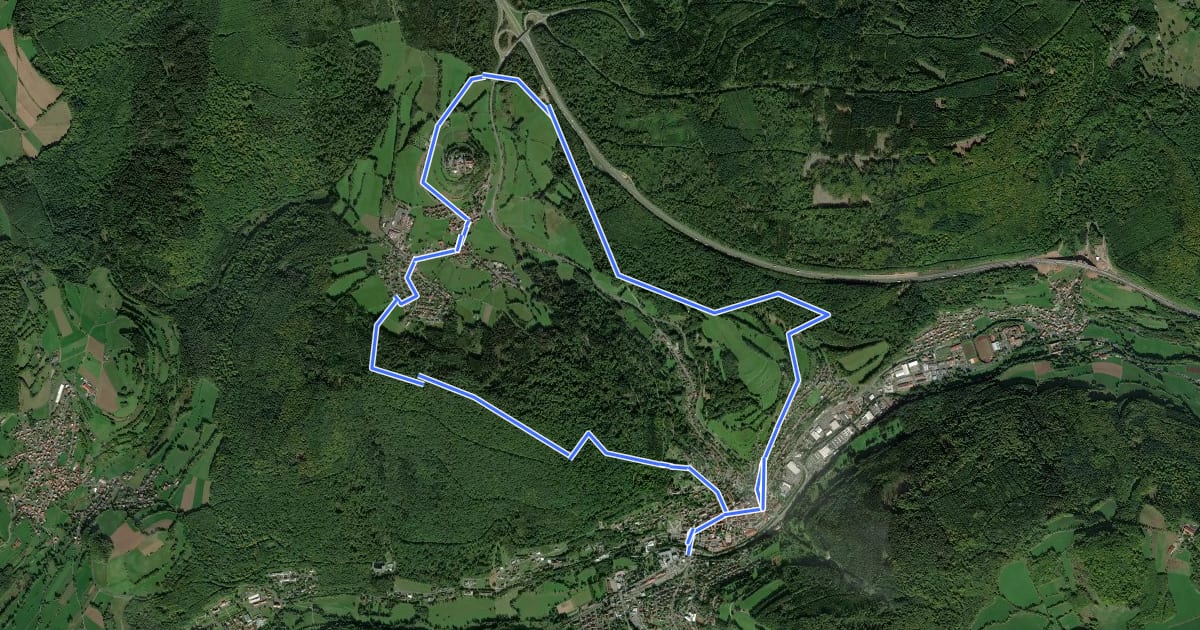 Маршрут Rhön-Rundweg Sinntal 12 на спутниковом снимке