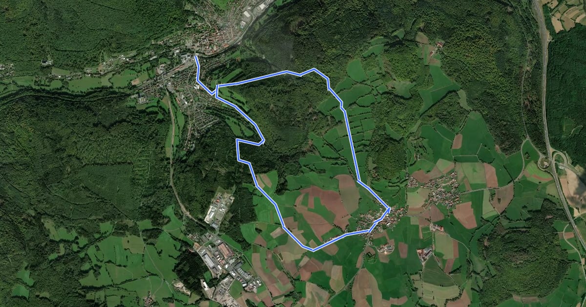 Маршрут Rhön-Rundweg Sinntal 13 на спутниковом снимке