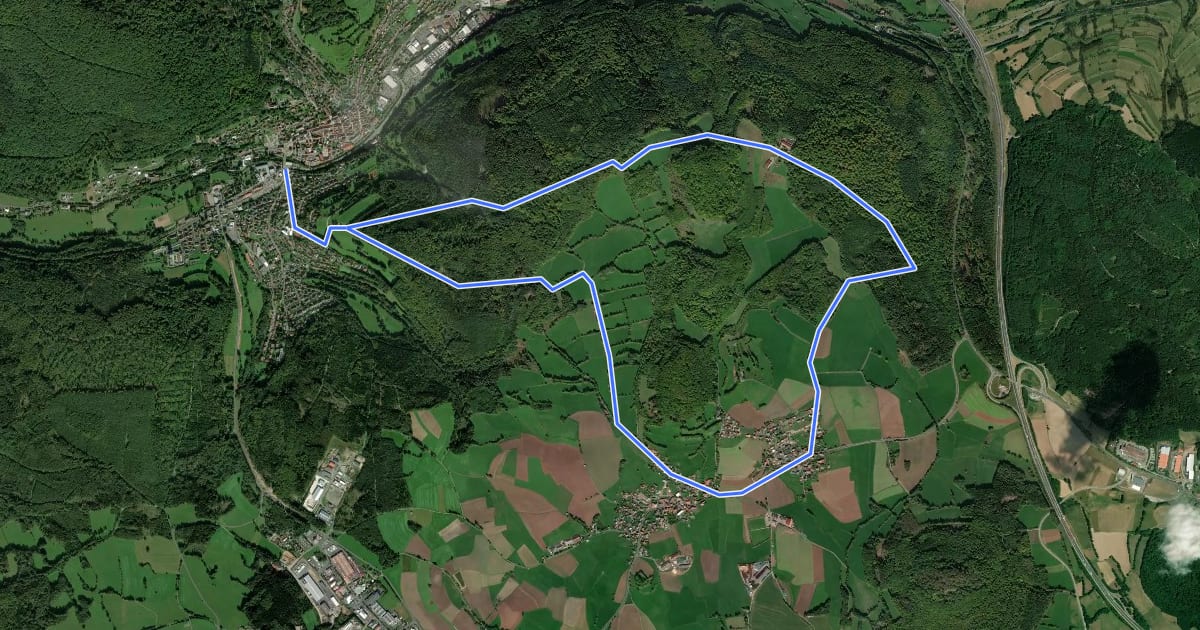 Маршрут Rhön-Rundweg Sinntal 14 на спутниковом снимке