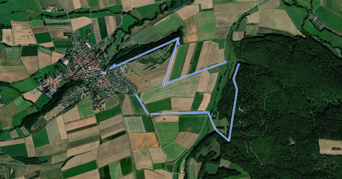 Маршрут Rhön-Rundweg Sondheim 1 на спутниковом снимке