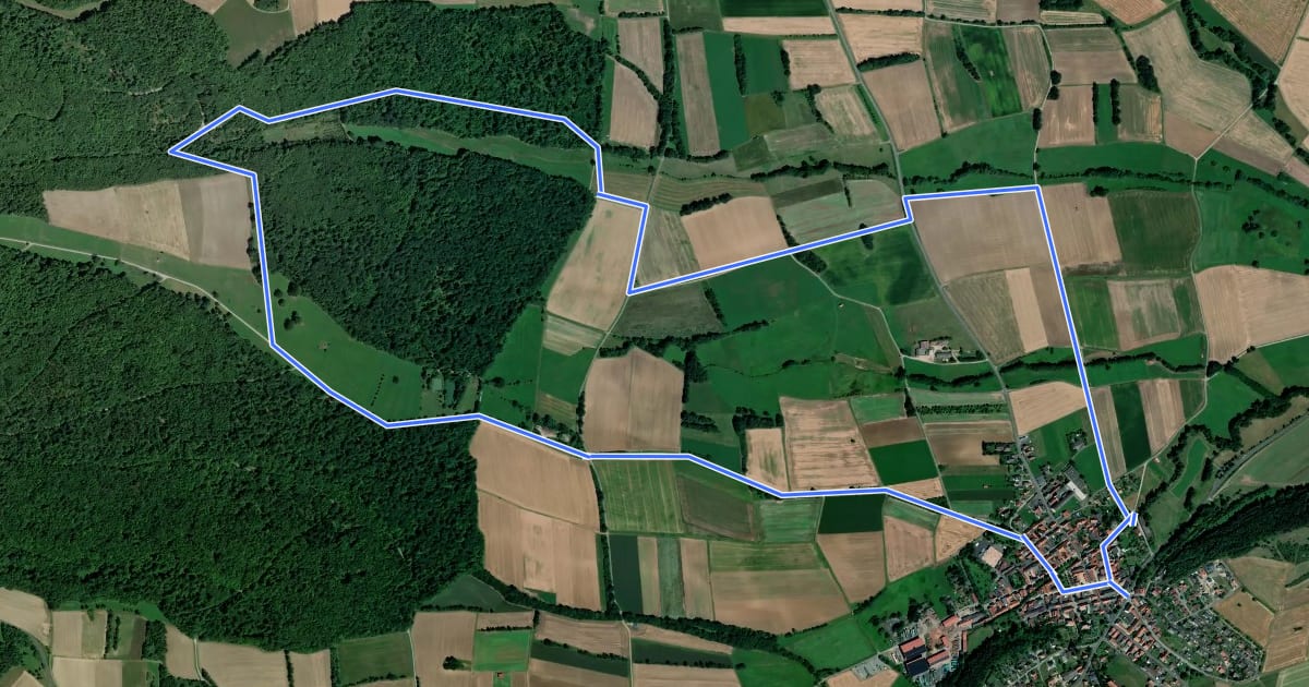 Маршрут Rhön-Rundweg Sondheim 2 на спутниковом снимке