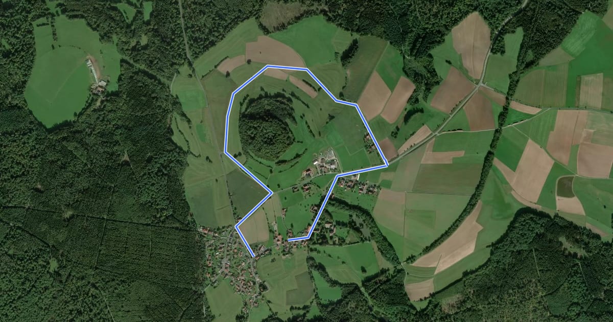 Маршрут Rhön-Rundweg Zeitlofs 1 на спутниковом снимке