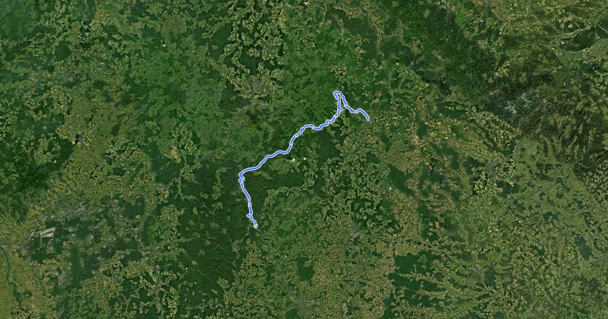 Маршрут Rhön-Sinntal Radweg на спутниковом снимке