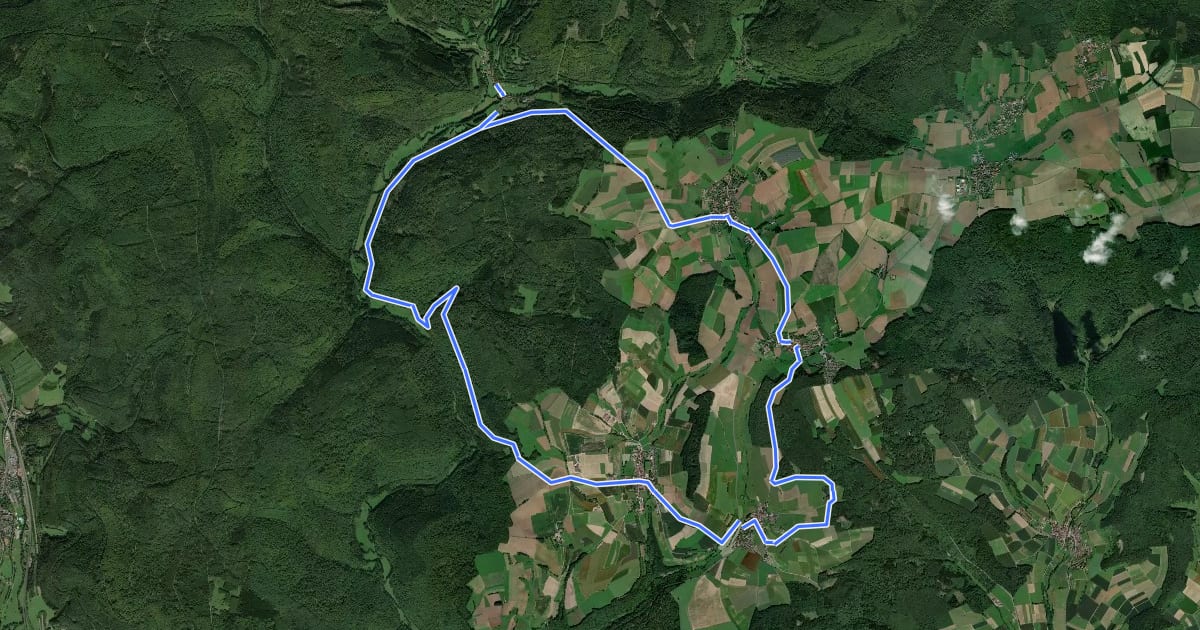 Маршрут Rhönrundweg 1 Wartmannsroth на спутниковом снимке