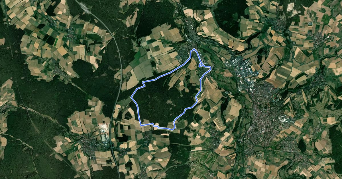 Маршрут Rhönrundweg 2 Burghaun на спутниковом снимке