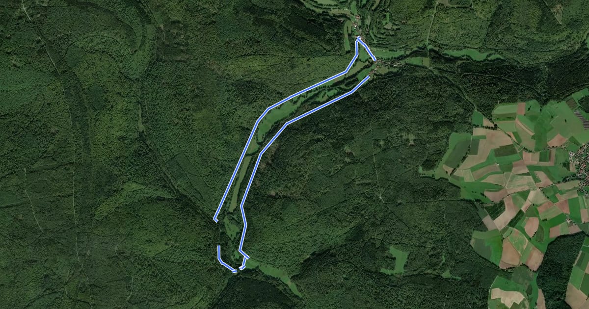 Маршрут Rhönrundweg 2 Wartmannsroth на спутниковом снимке