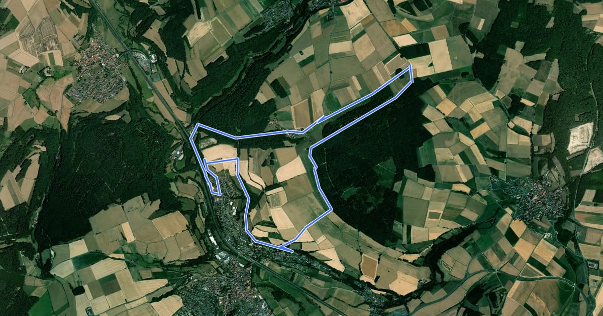 Маршрут Rhönrundweg 4 Burghaun на спутниковом снимке