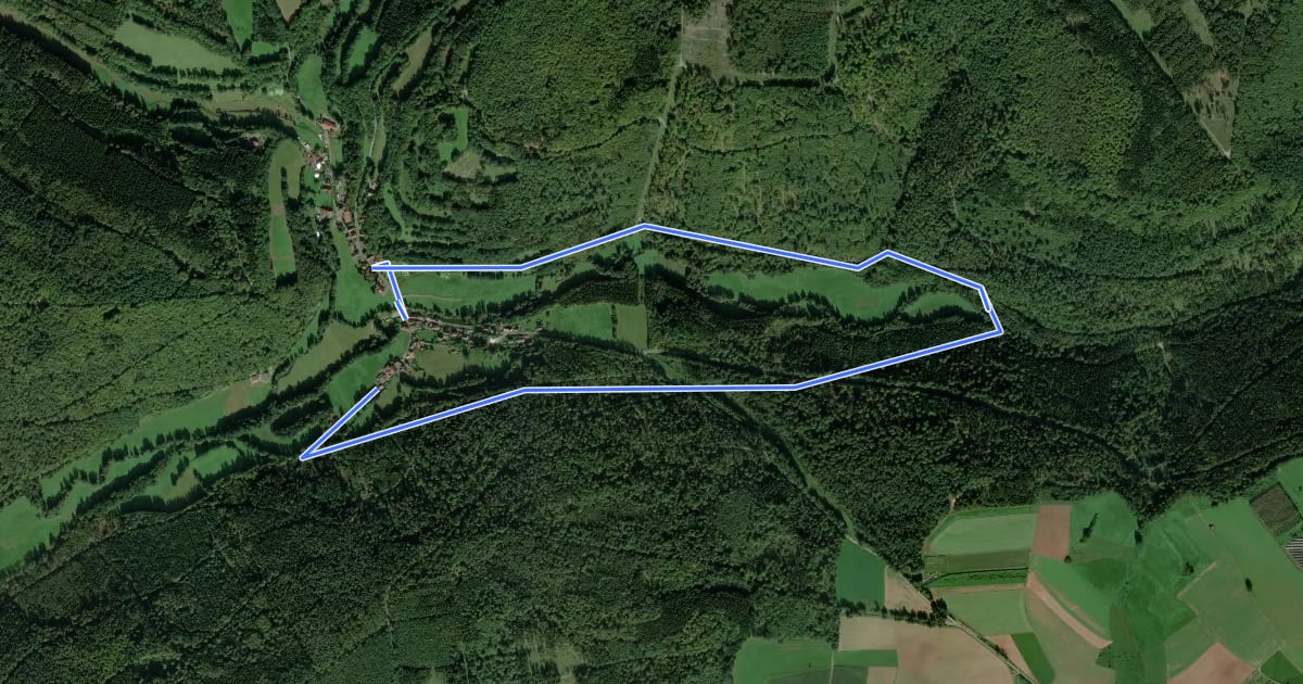 Маршрут Rhönrundweg 4 Wartmannsroth на спутниковом снимке