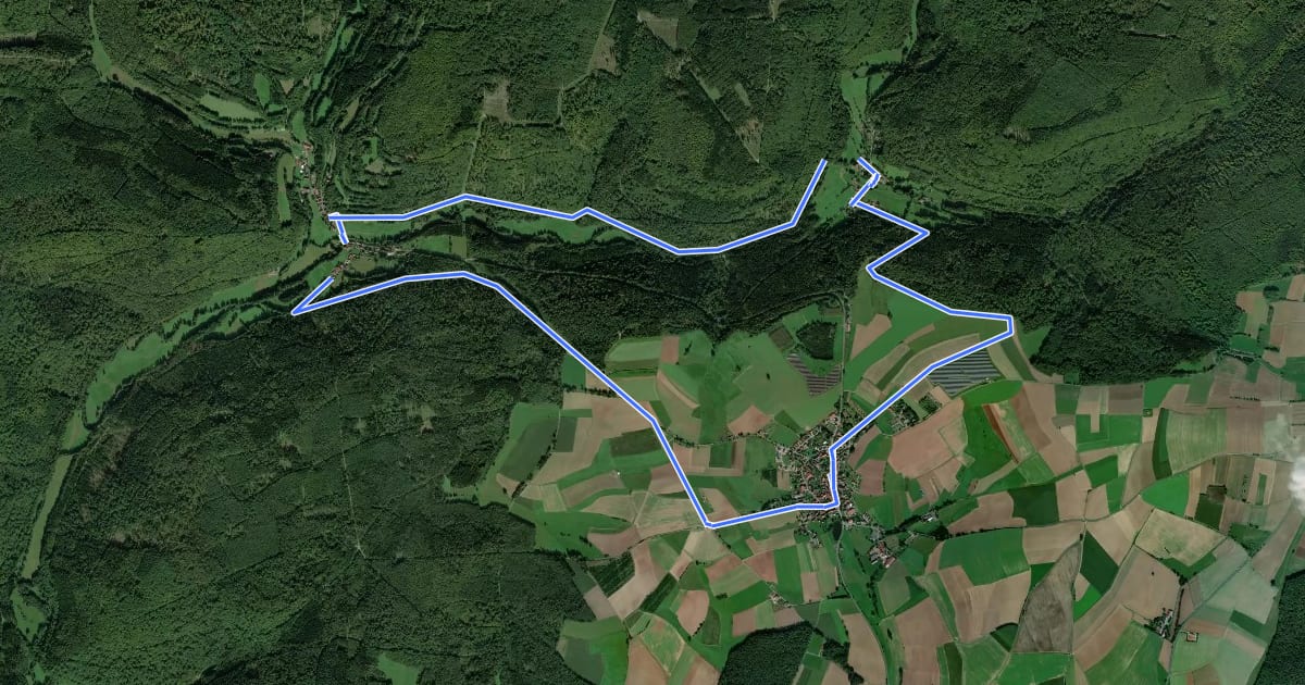 Маршрут Rhönrundweg 5 Wartmannsroth на спутниковом снимке