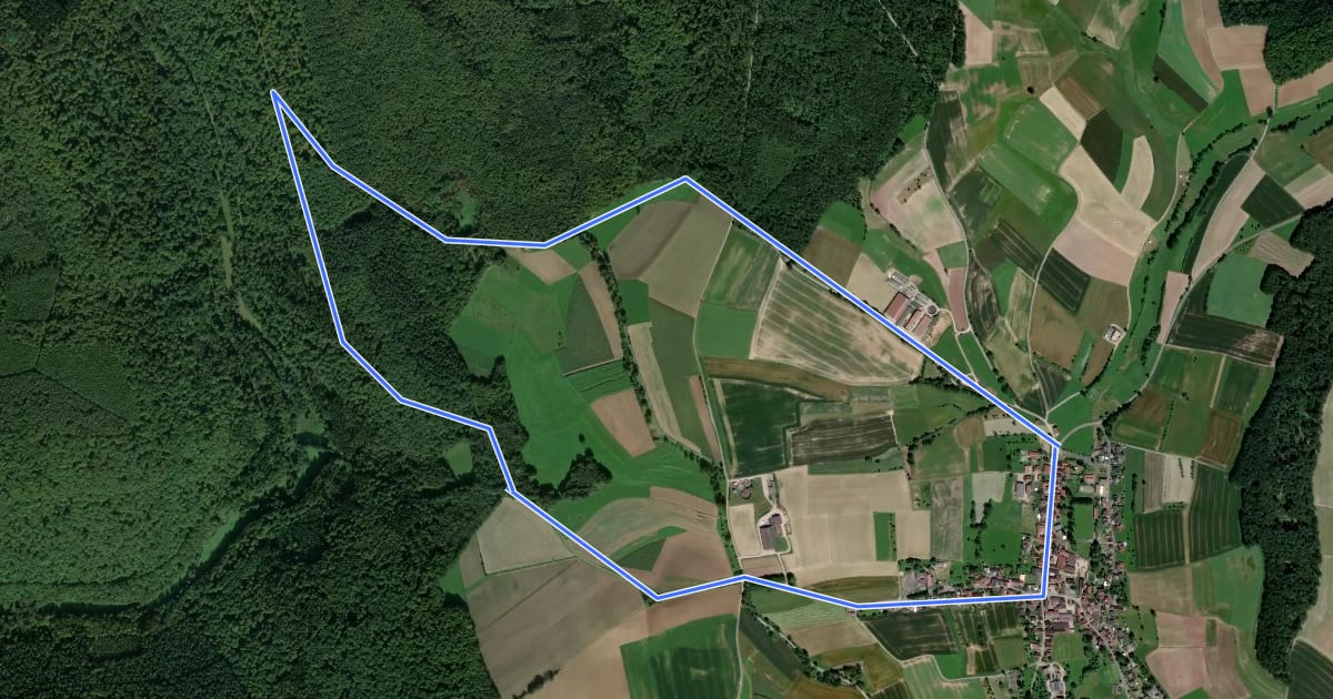 Маршрут Rhönrundweg 9 Wartmannsroth на спутниковом снимке