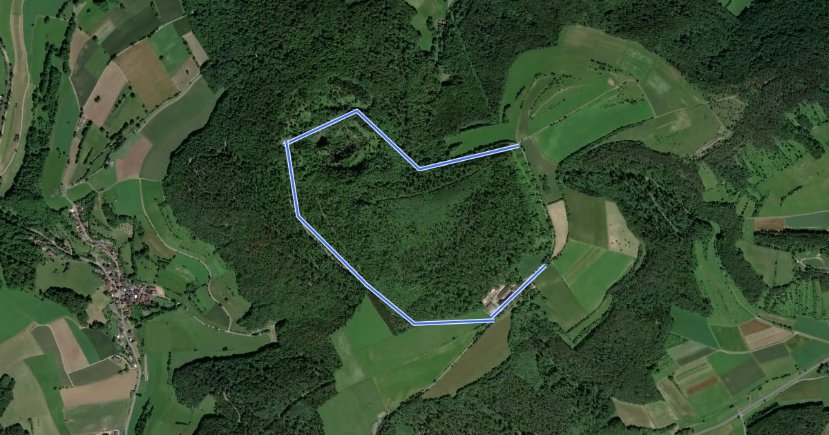 Маршрут Rhönrundweg Hammelburg 1 на спутниковом снимке
