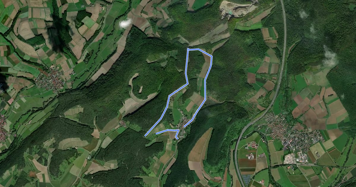 Маршрут Rhönrundweg Hammelburg 10 на спутниковом снимке