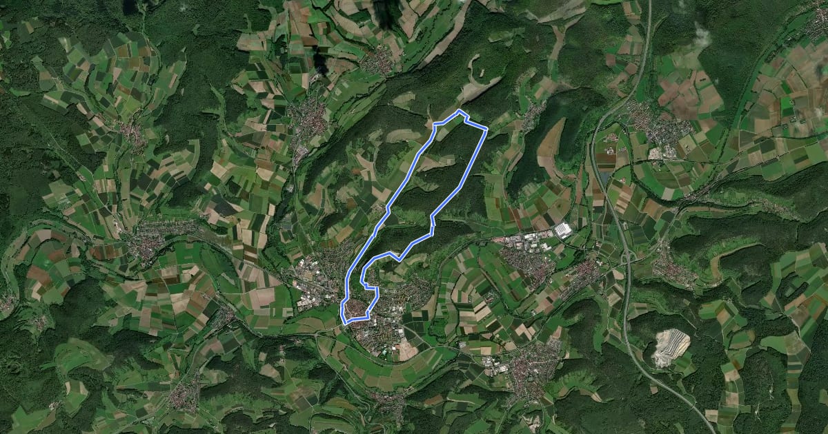 Маршрут Rhönrundweg Hammelburg 7 на спутниковом снимке