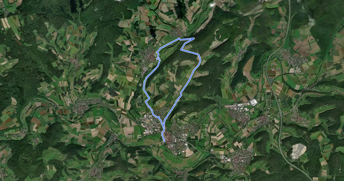 Маршрут Rhönrundweg Hammelburg 8 на спутниковом снимке