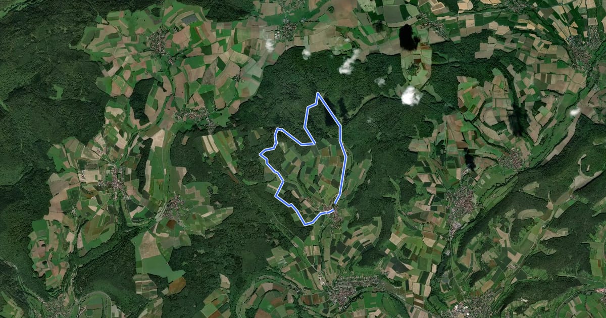 Маршрут Rhönrundweg Wartmannsroth 8 на спутниковом снимке