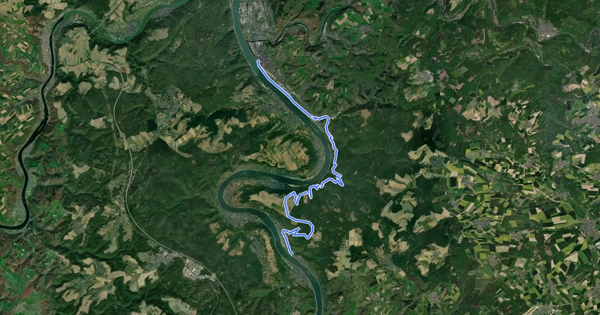 Маршрут Rhein-Camino - 1. Etappe - Jakobsweg на спутниковом снимке