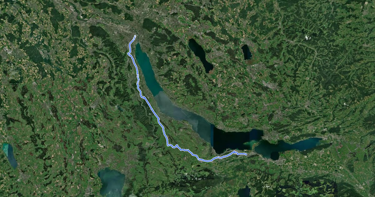 Маршрут Rhein-Hirzel-Linth на спутниковом снимке