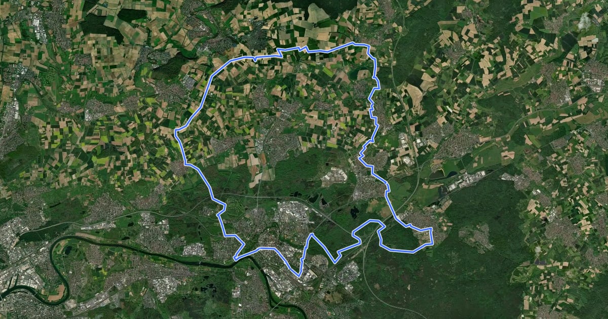 Маршрут Rhein-Main-Vergnügen Route 12 на спутниковом снимке