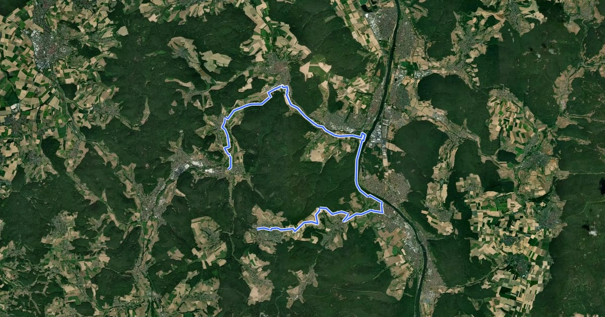 Маршрут Rhein-Main-Vergnügen Route 7 Langvariante Main на спутниковом снимке