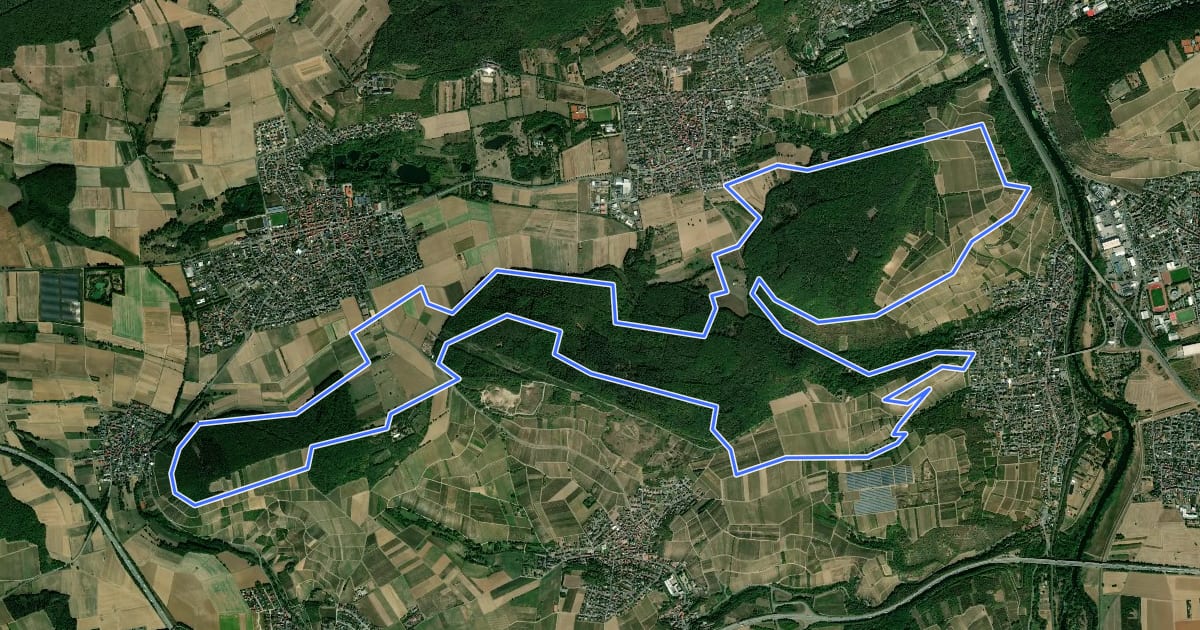 Маршрут Rhein-Nahe-Schleife на спутниковом снимке