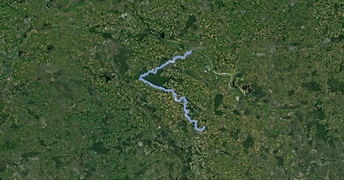 Маршрут Rhein-Niers-Fleuth-Weg на спутниковом снимке