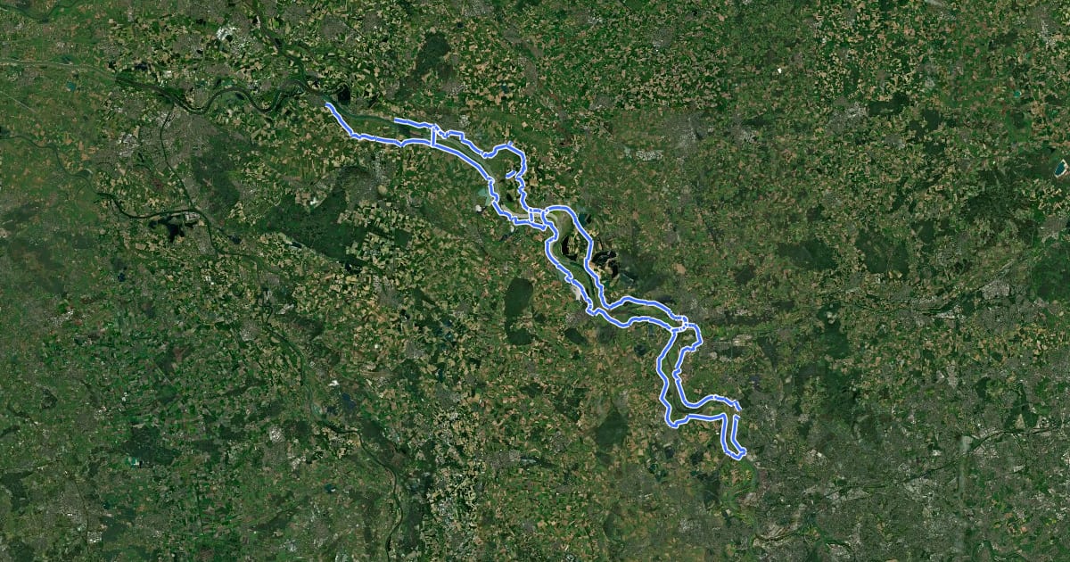 Маршрут Rhein-Radweg [Niederrhein] на спутниковом снимке