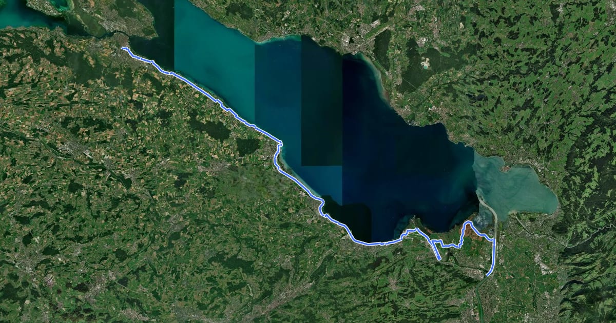 Маршрут Rhein-Route на спутниковом снимке
