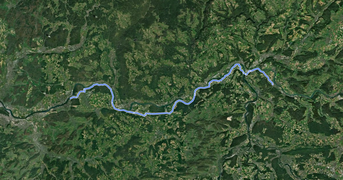 Маршрут Rhein-Route на спутниковом снимке