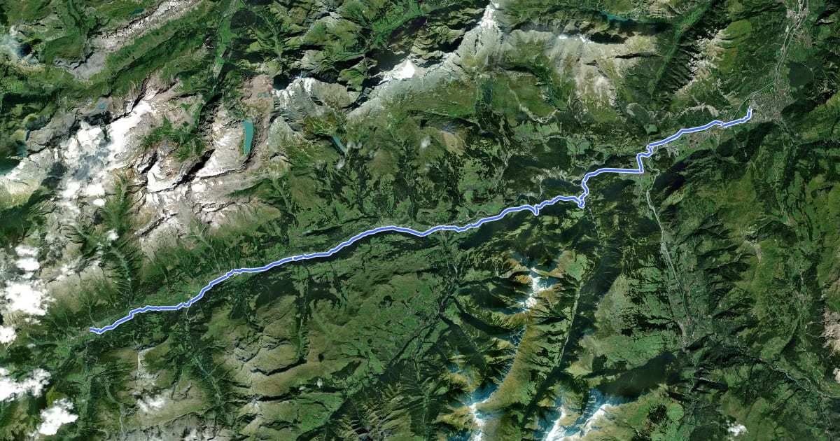 Маршрут Rhein-Route на спутниковом снимке