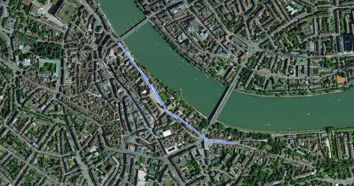 Маршрут Rhein-Route - Etappe 9.2 на спутниковом снимке