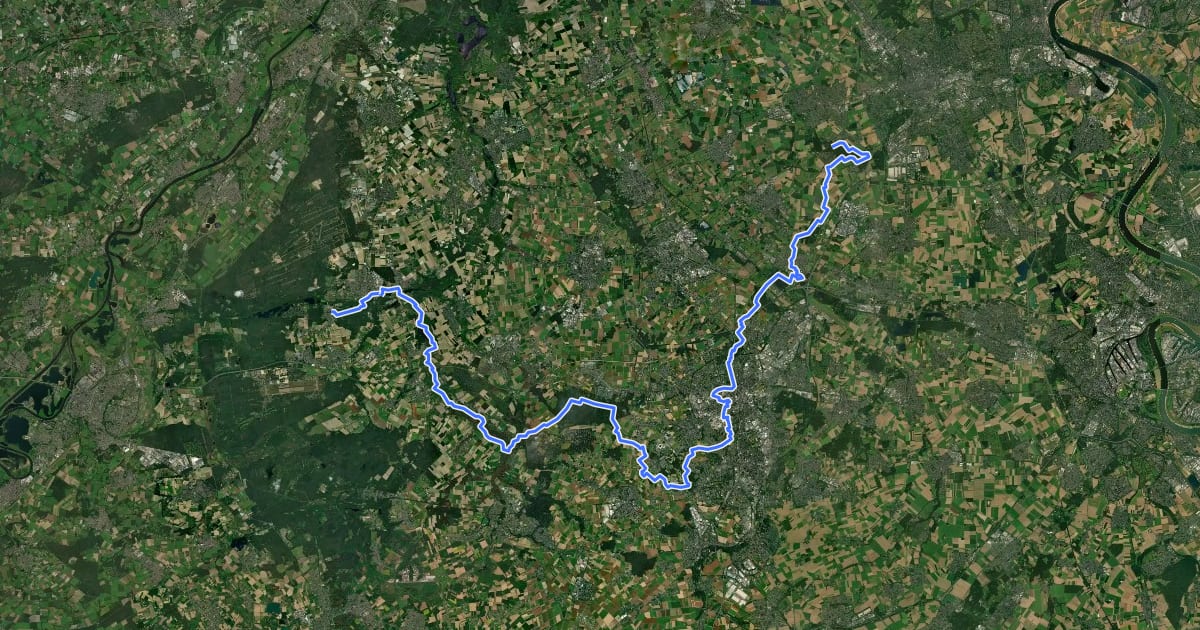 Маршрут Rhein-Schwalm-Weg на спутниковом снимке