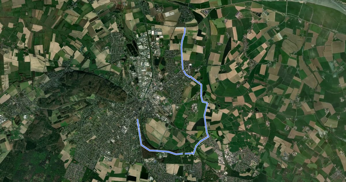 Маршрут Rhein-Waal-Route на спутниковом снимке