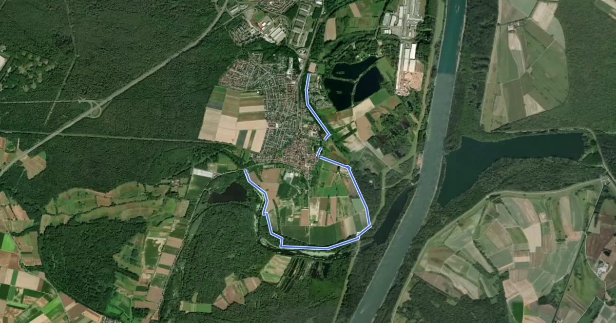Маршрут Rheinaue und Hochgestade на спутниковом снимке