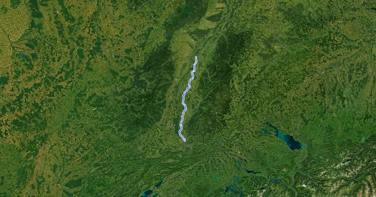 Маршрут Rheinaueweg на спутниковом снимке
