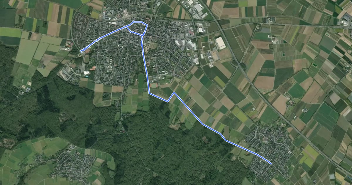 Маршрут Rheinbach (88) - Rheinbach Wormersdorf (89) на спутниковом снимке