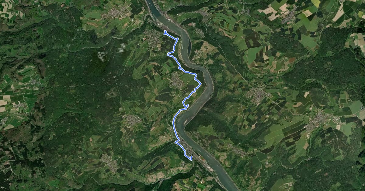 Маршрут Rheinburgenweg 10. Etappe St. Goar - Oberwesel на спутниковом снимке