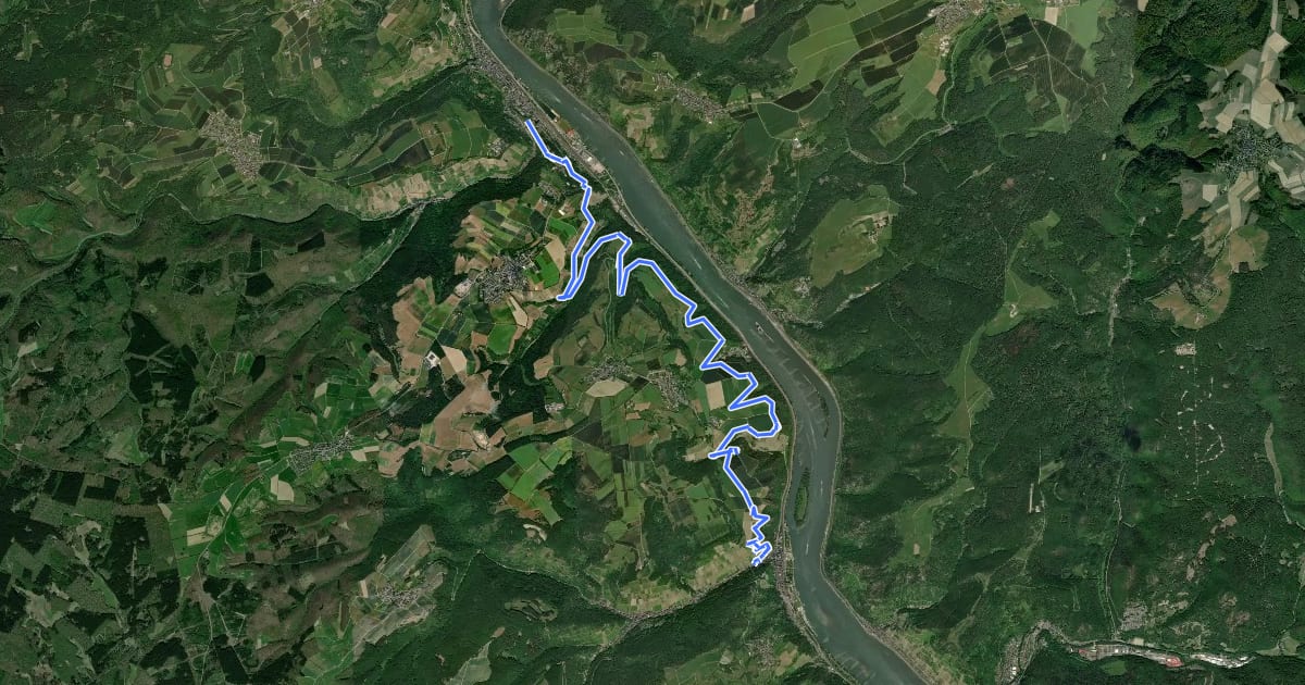 Маршрут Rheinburgenweg 11. Etappe Oberwesel - Bacharach на спутниковом снимке