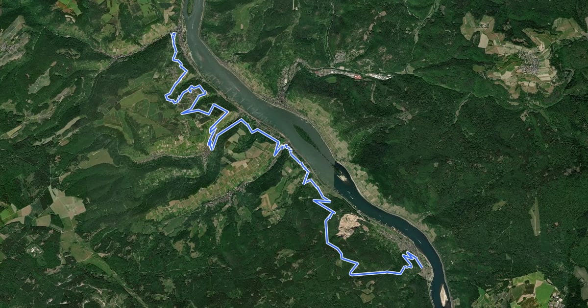 Маршрут Rheinburgenweg 12. Etappe Bacharach - Trechtingshausen на спутниковом снимке