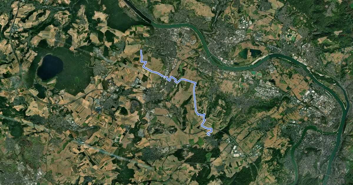 Маршрут Rheinburgenweg 4. Etappe Andernach - Bassenheim на спутниковом снимке