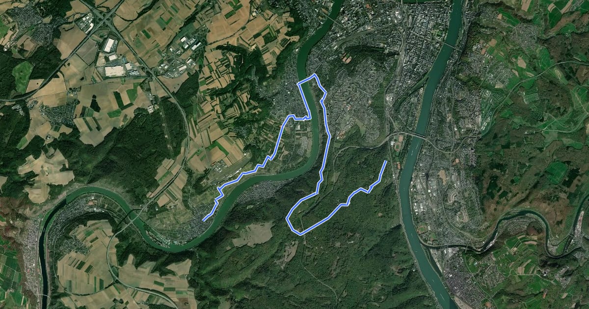 Маршрут Rheinburgenweg 6. Etappe Winningen - Koblenz на спутниковом снимке