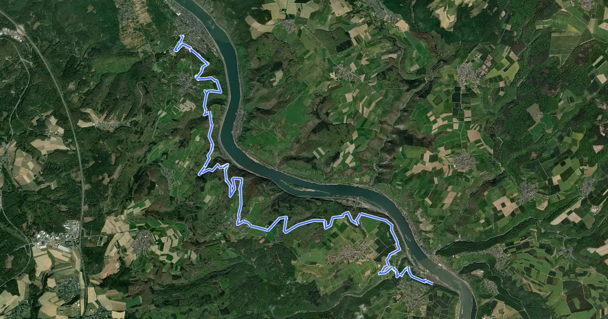Маршрут Rheinburgenweg 9. Etappe Bad Salzig - St. Goar на спутниковом снимке
